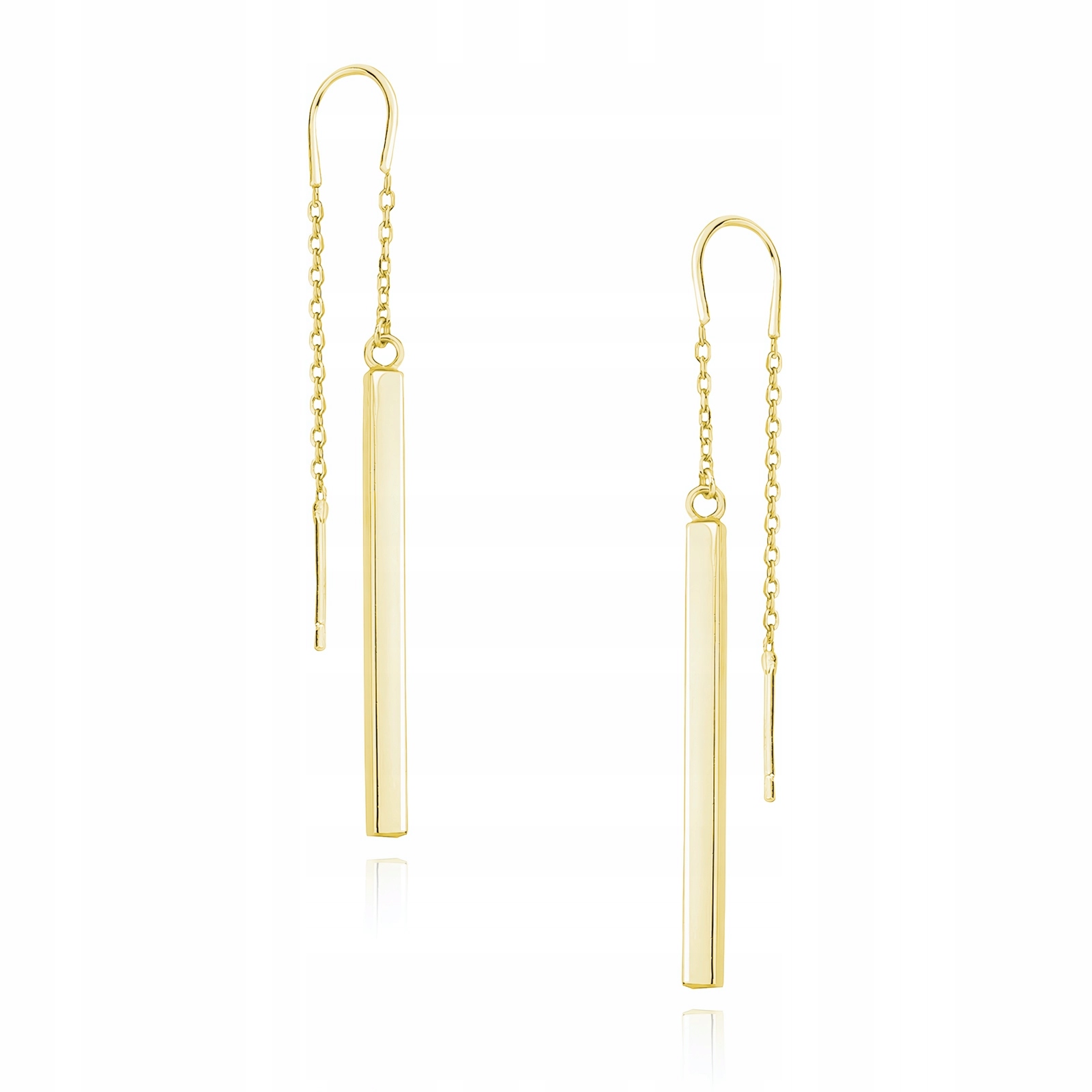 Długie Wiszące Przewlekane Srebrne Pozłacane Kolczyki Sztabki Pręty Preciki