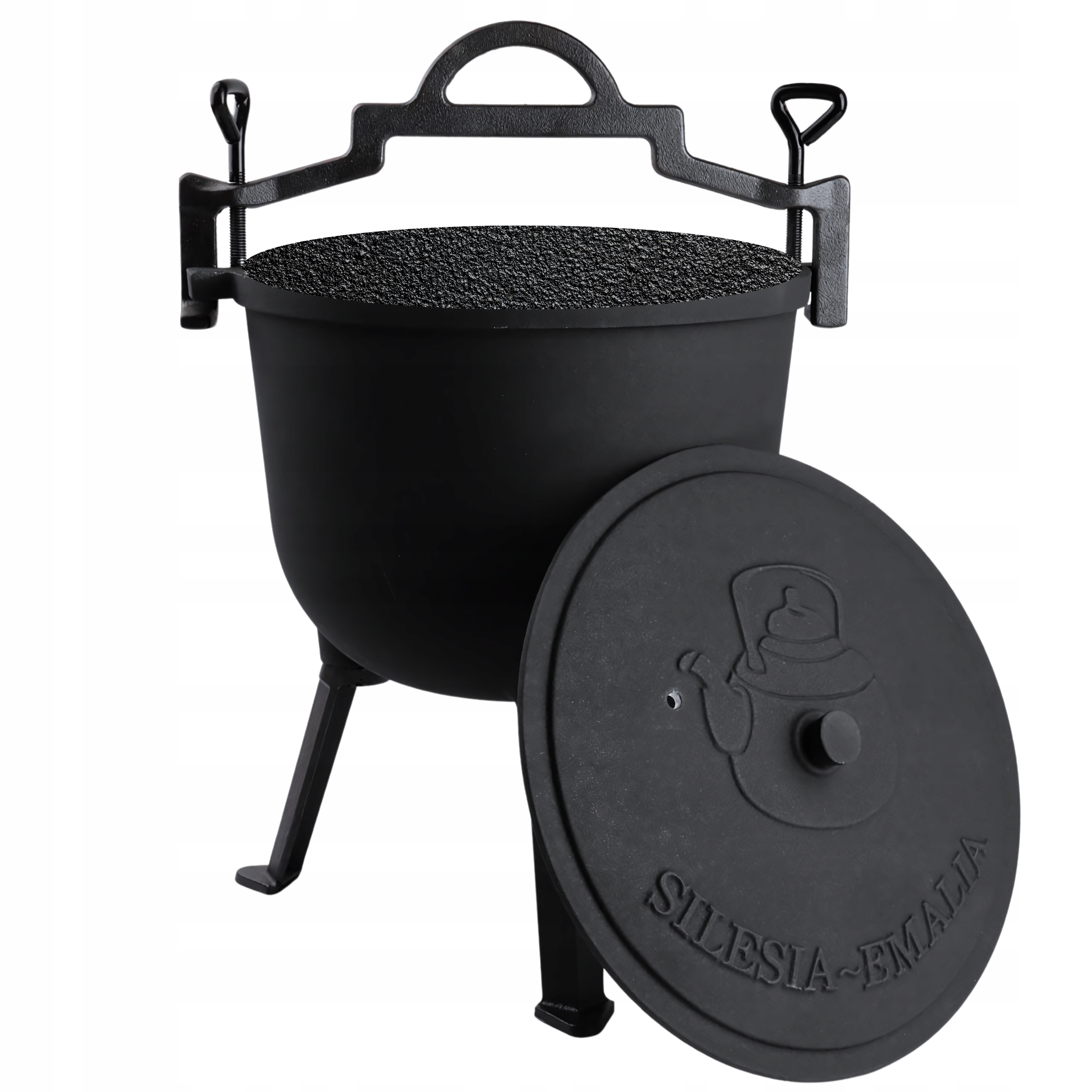 KOCIOŁEK ŻELIWNY MYŚLIWSKI 8L OGNISKO KOCIOŁEK WĘGIERSKI +NÓŻ SZEFA KUCHNI Pojemność 8 l