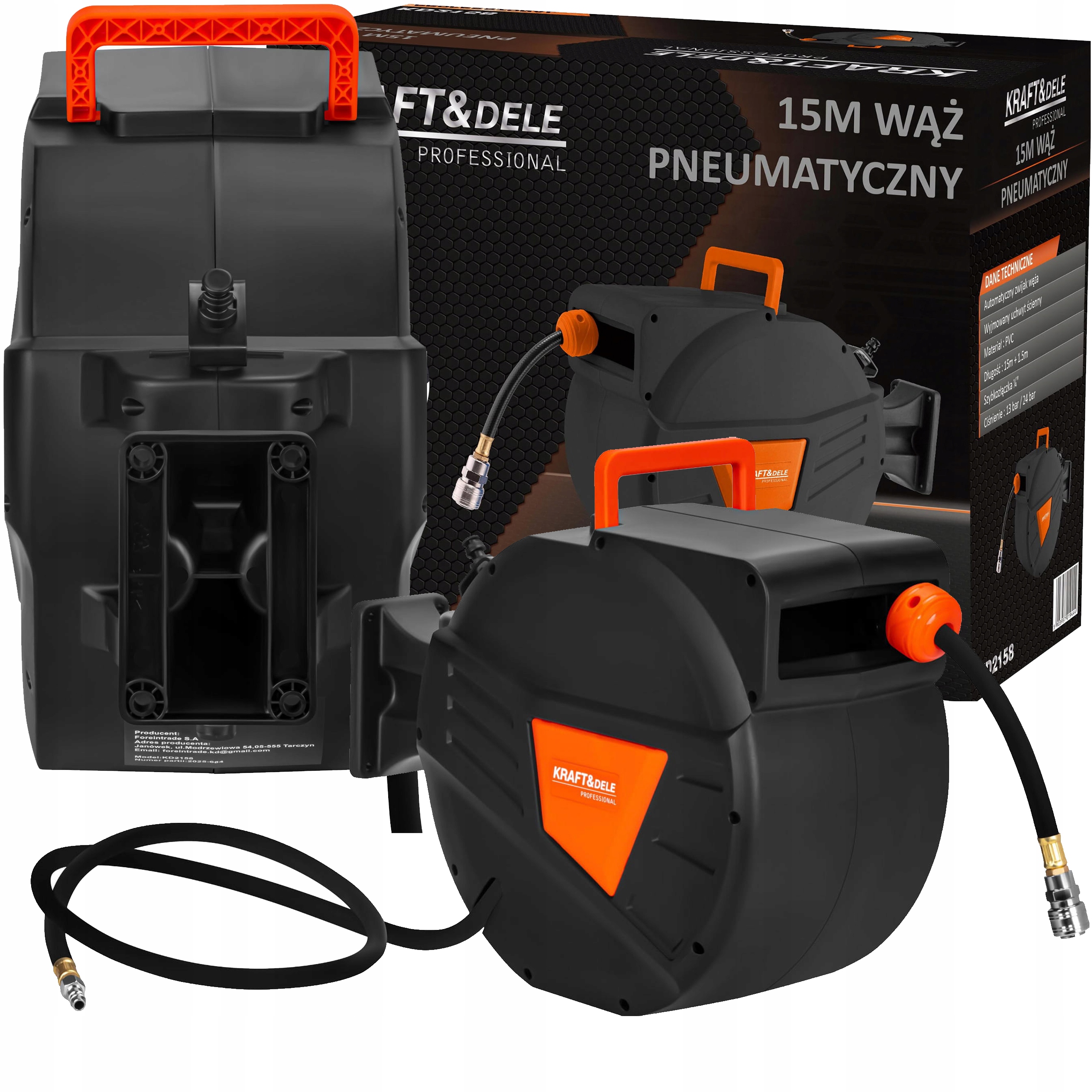 Pneumatická hadica na automatickom navijaku 15 m 1/4" Kraft&dele kd2158