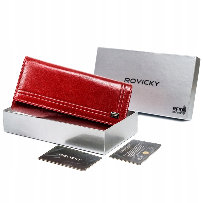 Velká červená dámská kožená peněženka Rovicky s Rfid