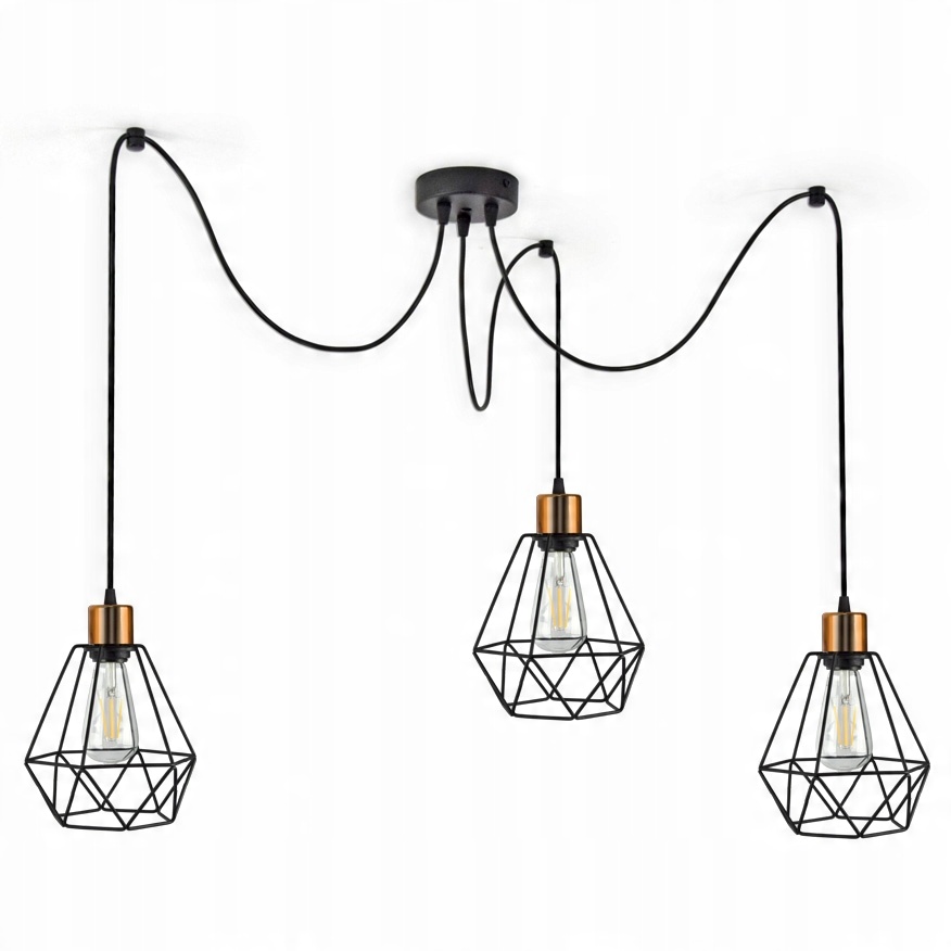 

Lampa Wisząca Żyrandol Pająk Diament Miedź Led