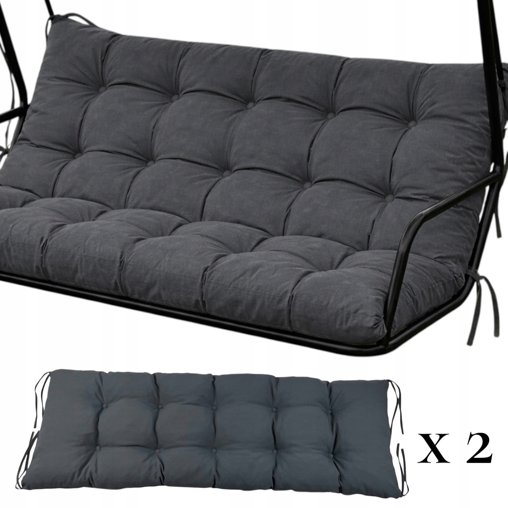 Polštáře na zahradní houpačku 150x50, sada 2 ks grafit