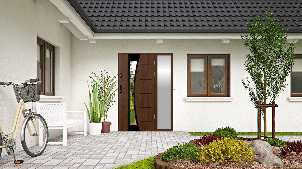 DRZWI Z DOŚWIETLEM ZEWN. NAWIS5P BLACK 72MM 160CM Marka inna