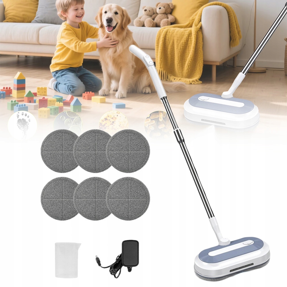 Bezdrátový elektrický rotační mop sada na mytí oken, 6 nástavců