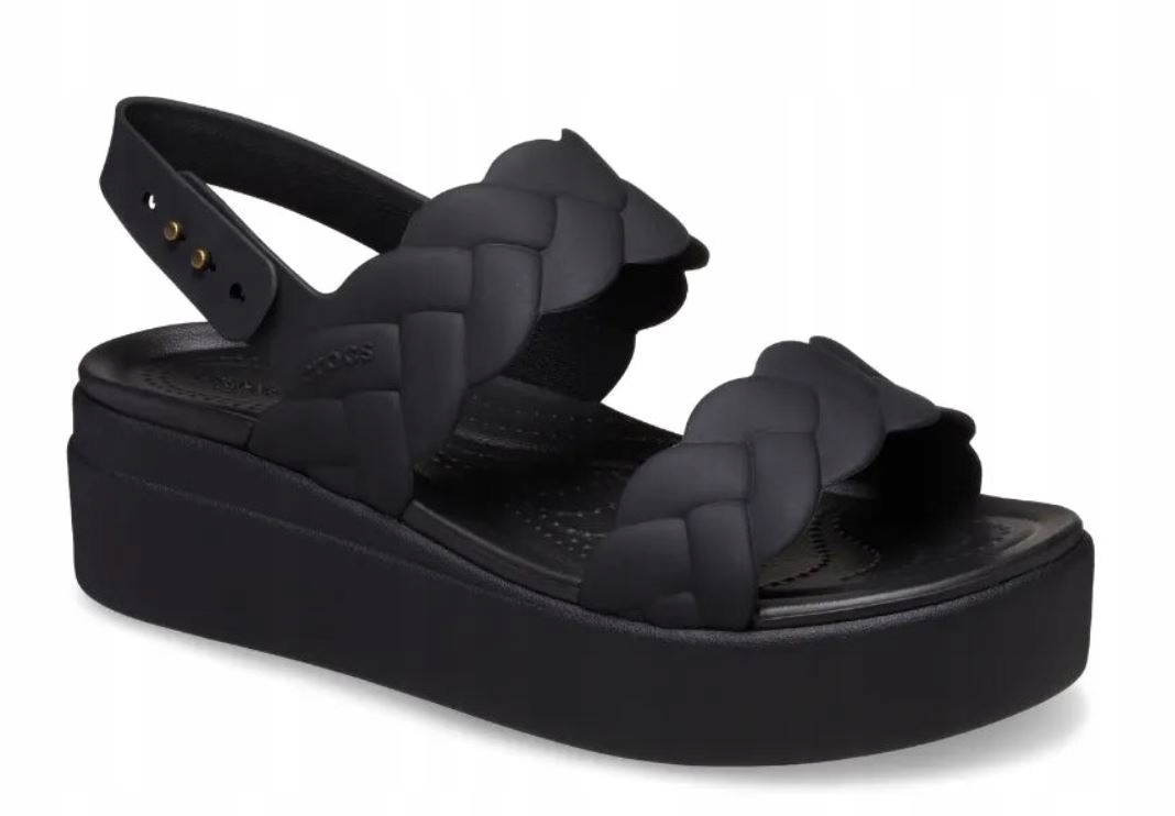 Crocs 209977-060 Brooklyn Woven Low Wedge černé kotníkové sandály W8 38-39