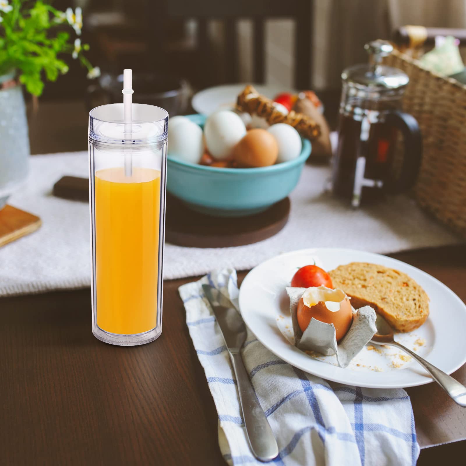 Volhoply Hrnky 600 ml s víčkem a brčkem, sada 4 kusů Bpa zdarma