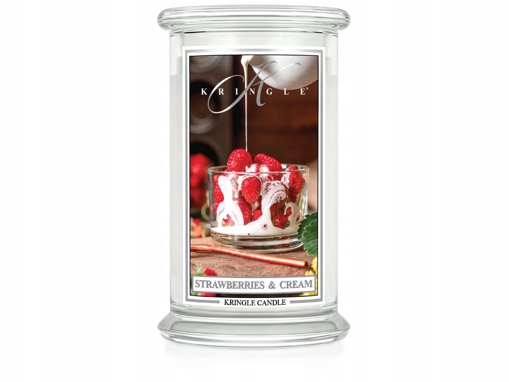 Kringle Candle Strawberries & Cream – velká vonná svíčka 624 g, 2 knoty
