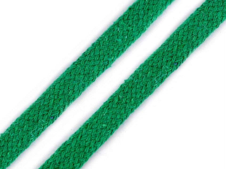 Sznurek bawełniany płaski 10mm do bluz zielony 2m