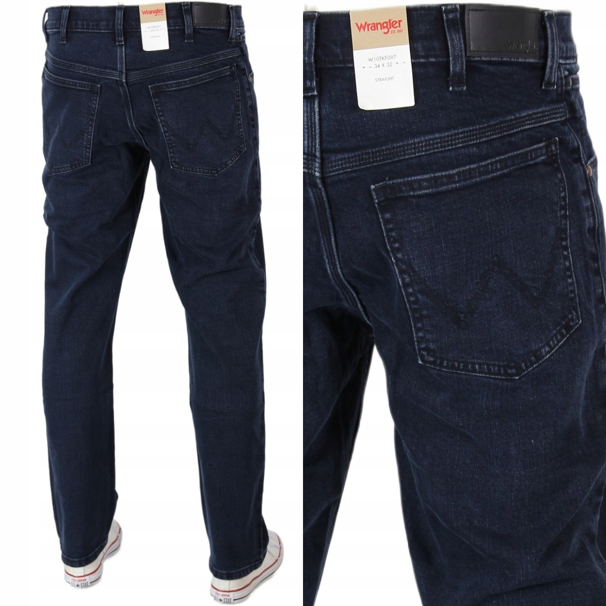 Wrangler Regular Straight Jeansy Proste "blue-black" W42 L30