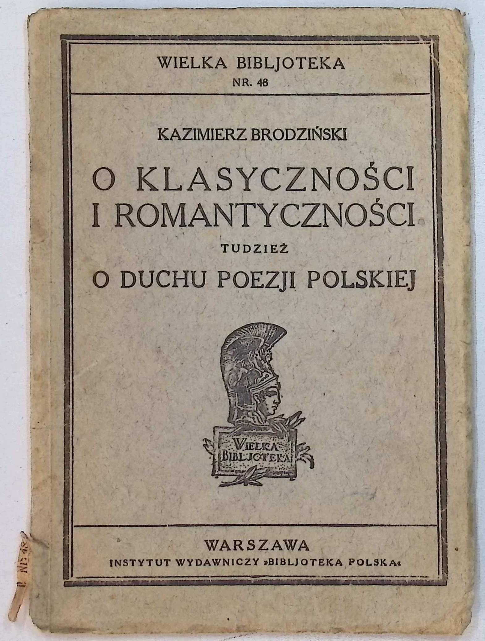 O klasyczności i romantyczności tudzież o duchu poezji polskiej -Brodziński