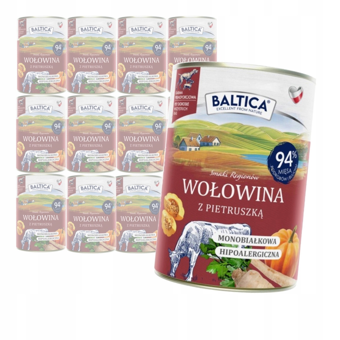 Levně Baltica Hovězí maso s petrželkou 12x400 g Bezobilné Vlhké Krmivo pro psy