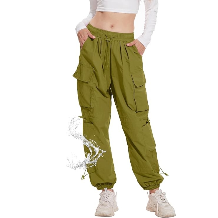 Damskie Spodnie Cargo Trekkingowe Sportowe Casual Wodoodporne Zielone M