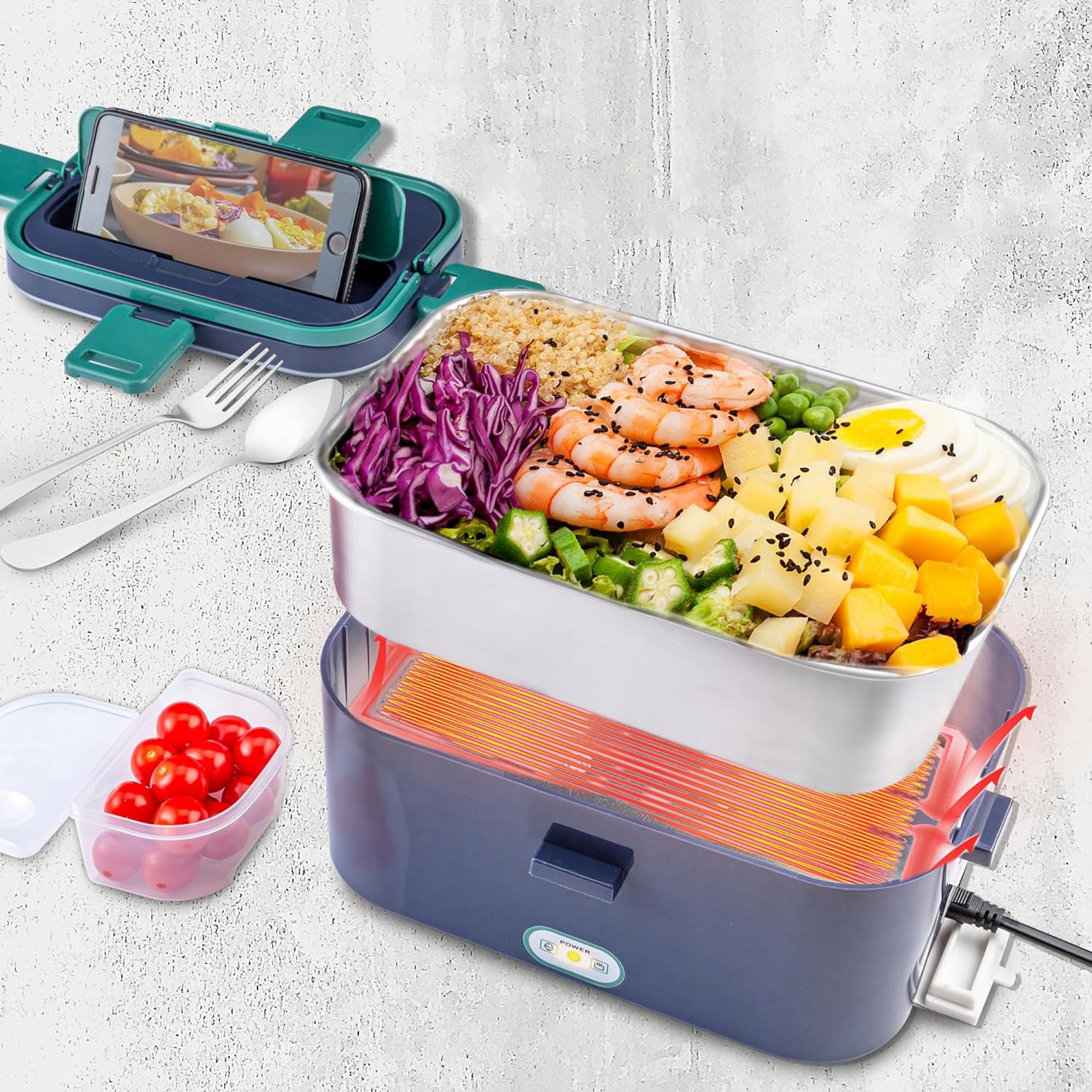 LUNCHBOX ELEKTRYCZNY PODGRZEWACZ JEDZENIA POJEMNIK 220V/12V/24V 60W 1800ml Marka bez marki