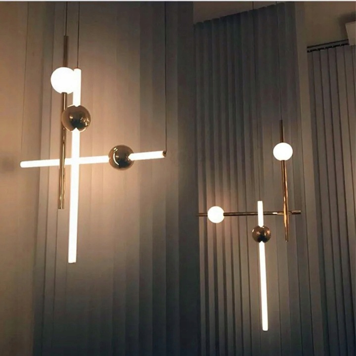 LAMPA WISZĄCA PODŁUŻNA NOWOCZESNA LED ZŁOTA BIAŁA Kod producenta OSW-00610