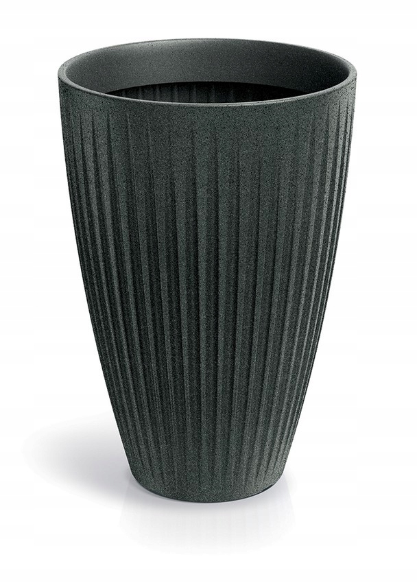 Kvetináč Latia Round High Granit Plastový Záhradný 40 CM Vysoký Sivý