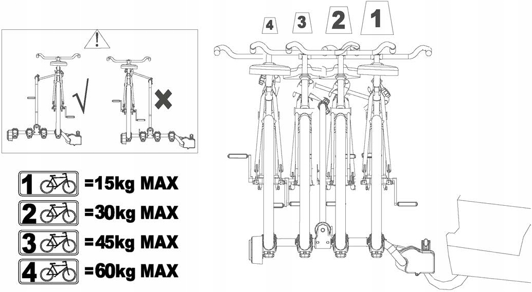 PLATFORMA NA 4 ROWERY SAMOCHODOWY HAK UCHWYŁ Typ uchwytu platforma