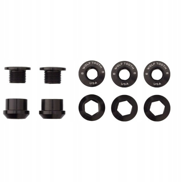Wolf Tooth Chainring Bolt And Nut Kit 5pcs 6mm M8x0,75 Sp. Black