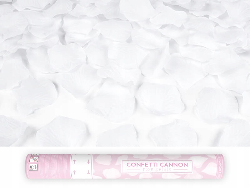 Tuba z płatkami róż, biały, 40cm