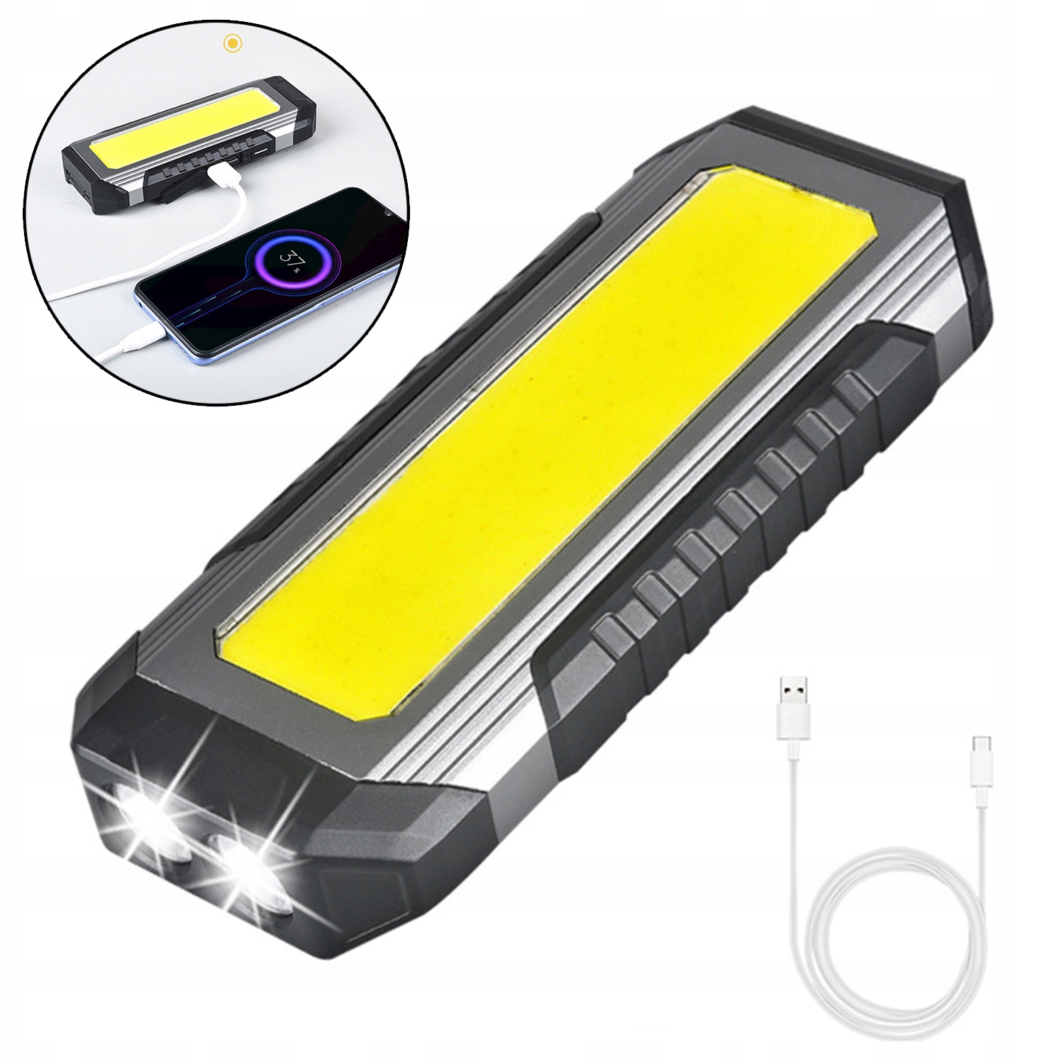 Latarka Led Lampa Akumulatorowa Warsztatowa Mocna Hak Stojak Magnes Usb