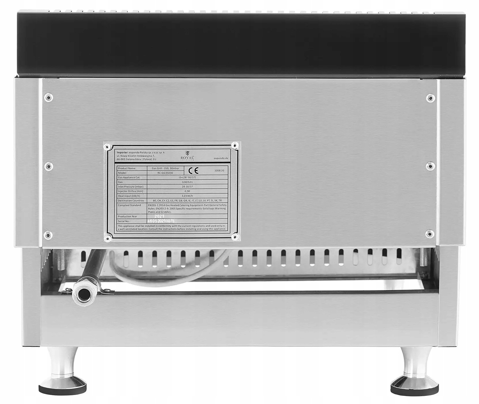 Grill gazowy gładki 35x40 cm 3000W Royal Catering RC-GG35030 10011693