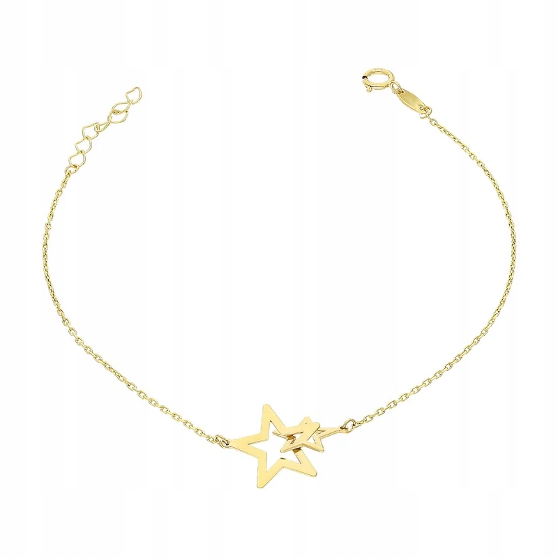 Zlatý náramek pro ženu 585 hvězdičky kombinovaný elegantní pro ni 14k
