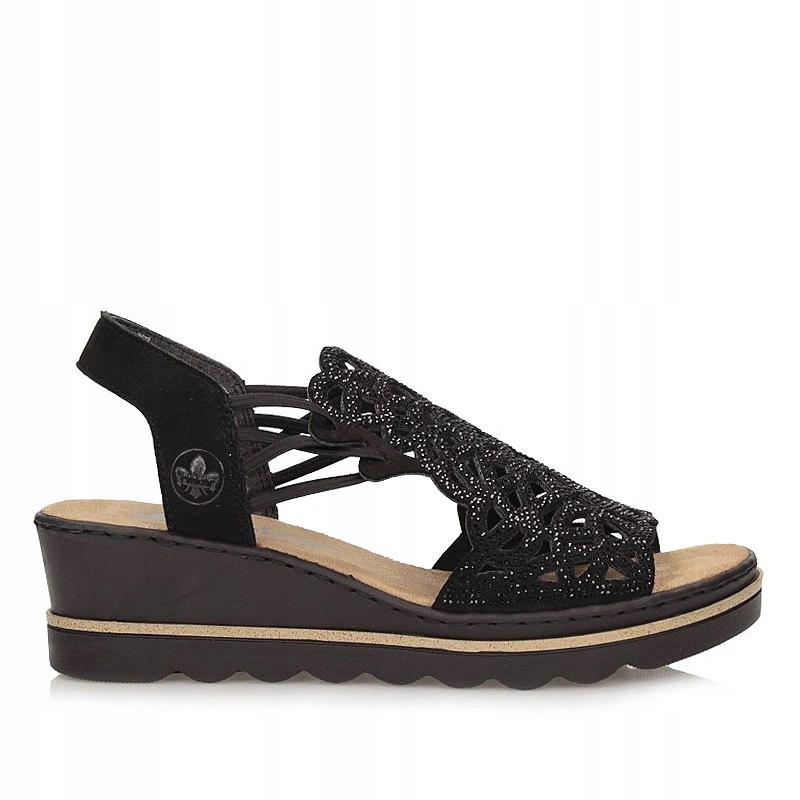 Dámské sandály Rieker 67465-00 černé s podpatkem