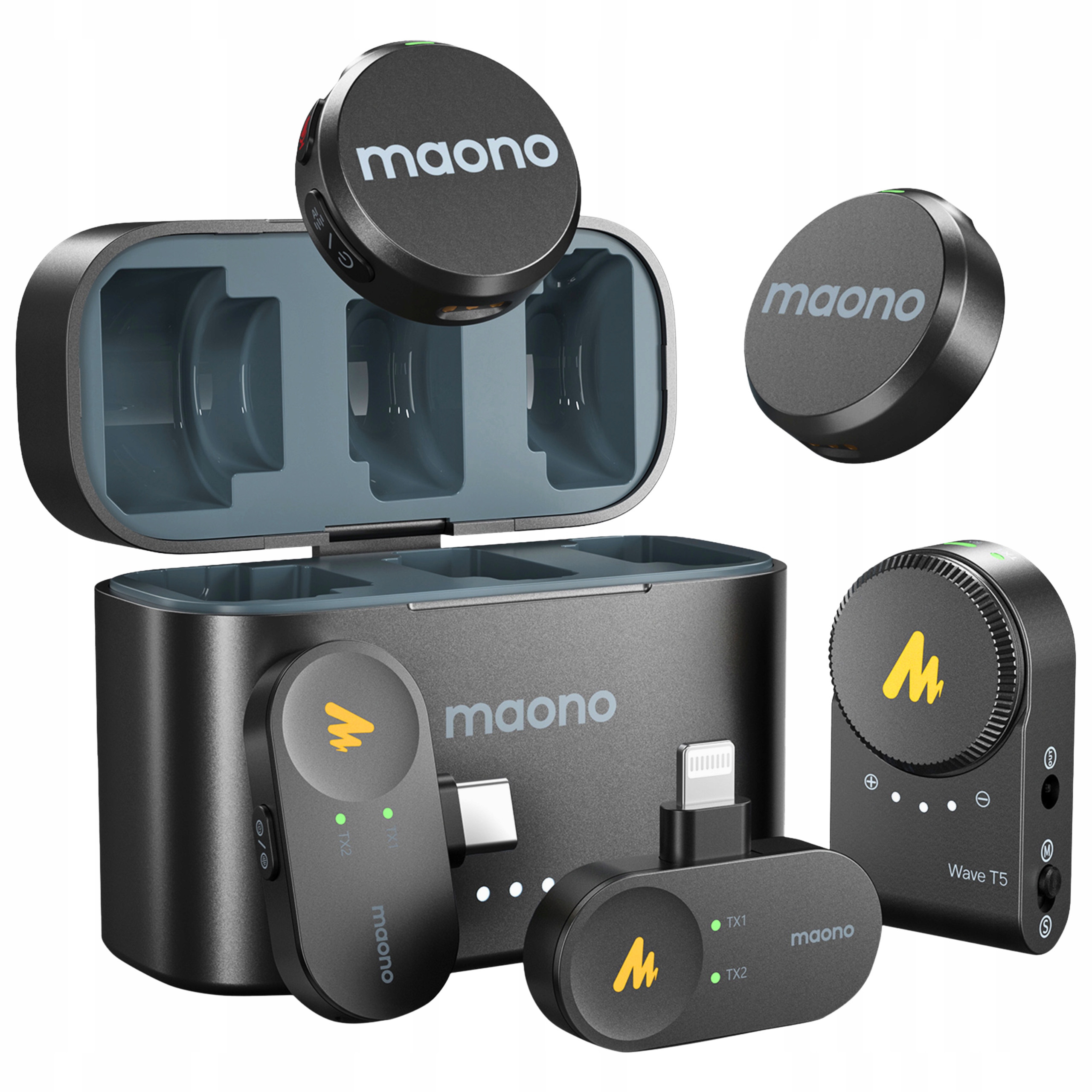 Maono WM650 A3 Bezdrátový mikrofon 2Tx 3Rx Usb-c Lightning Kamera