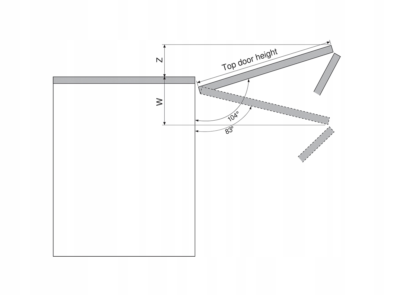 Ogranicznik kąta otwarcia do AVENTOS HF, do 83° Szerokość produktu 1 cm