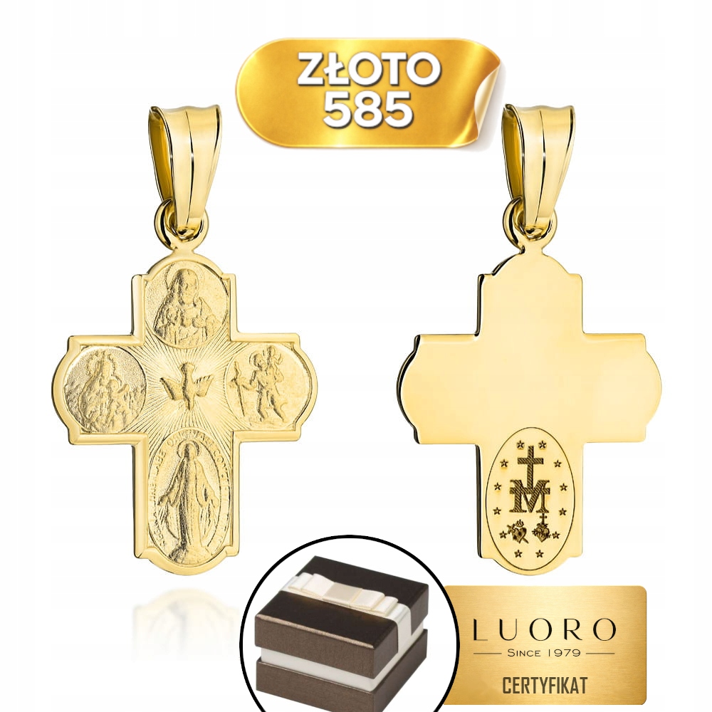 Zlatý Křížek 585 14K Duchem Svatým 27,5 MM Prestižní Dárek