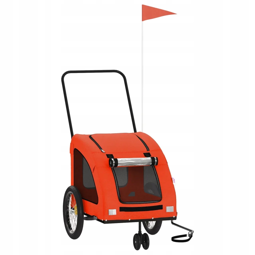 Levně Vozík za kolo pro psa oranžový a šedý oxfordská tkanina/železo