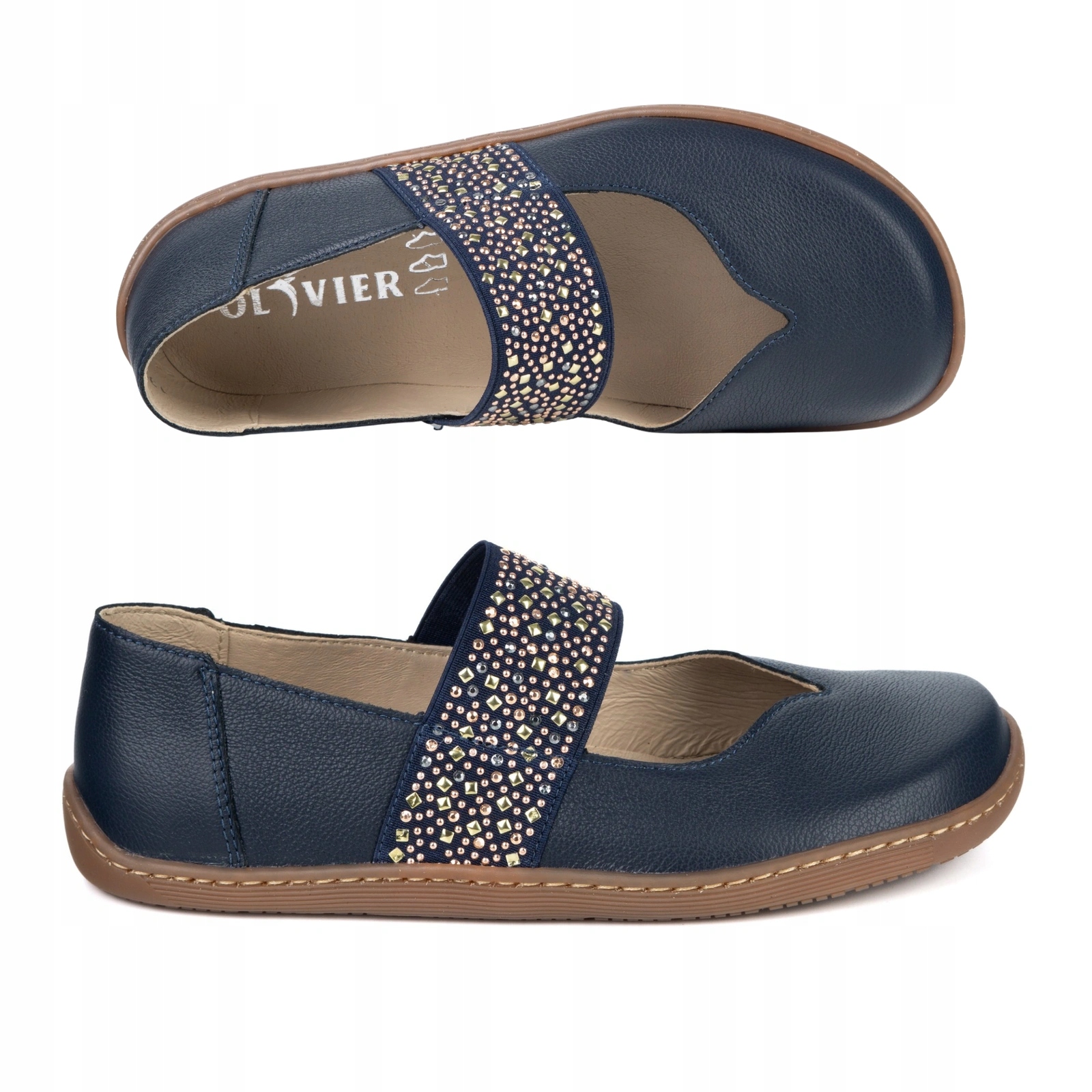 Dámské kožené barefootové lodičky Mila, modré, velikost 39