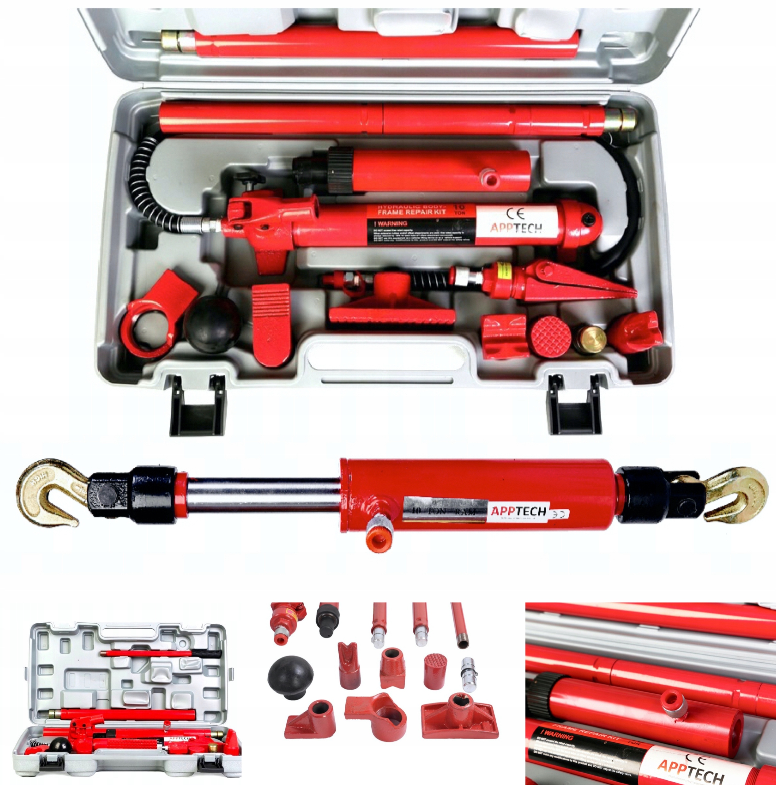 Rozpieraki blacharskie rozpierak 10T + ściągacz+ walizka adaptery