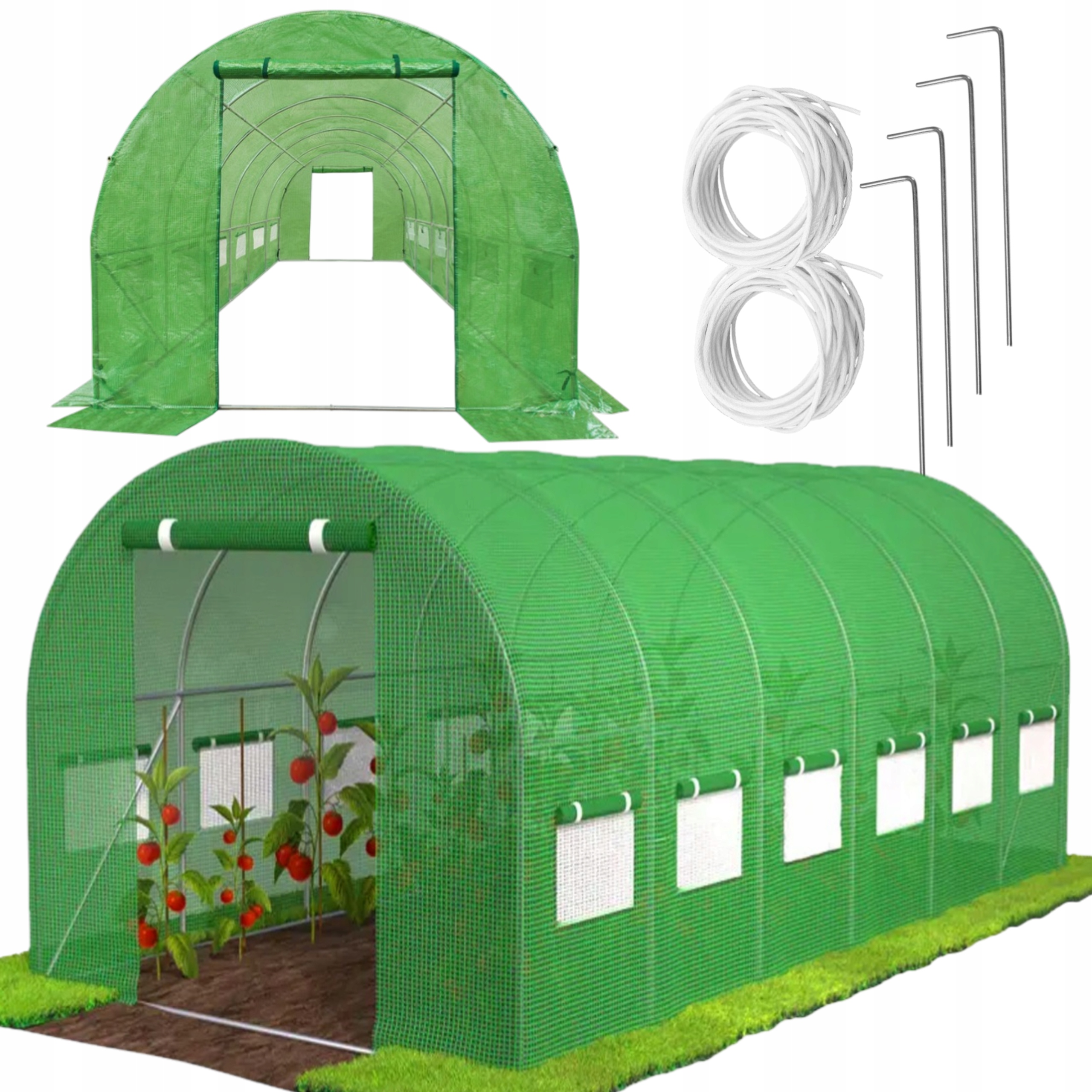 Fóliový Skleník Záhradný Tunel 6x3x2 Zelená Fólia Rošt 18 m²