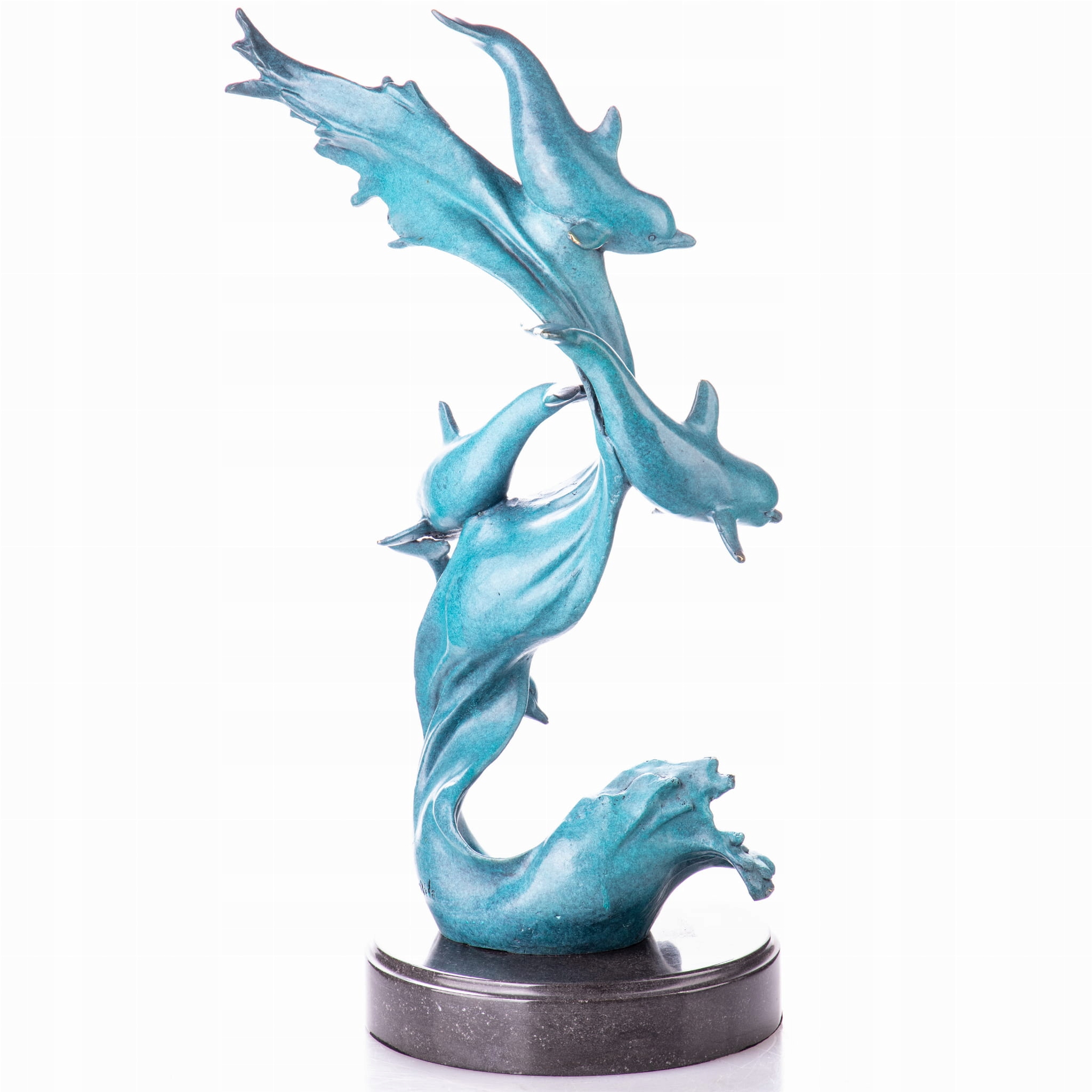 Delfiny z Brązu w Patynowanym Niebieskim Materiał wykonania brąz