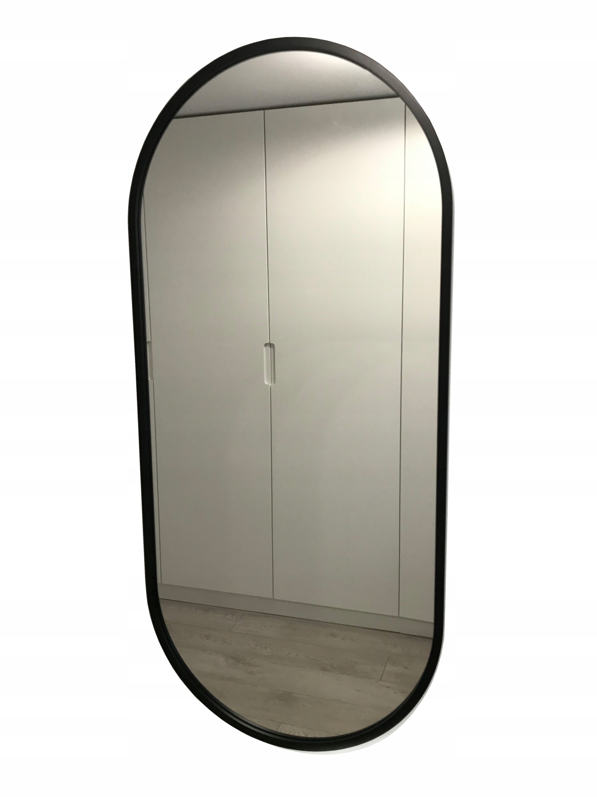 

Lustro owalne czarne loft 45x110 cm