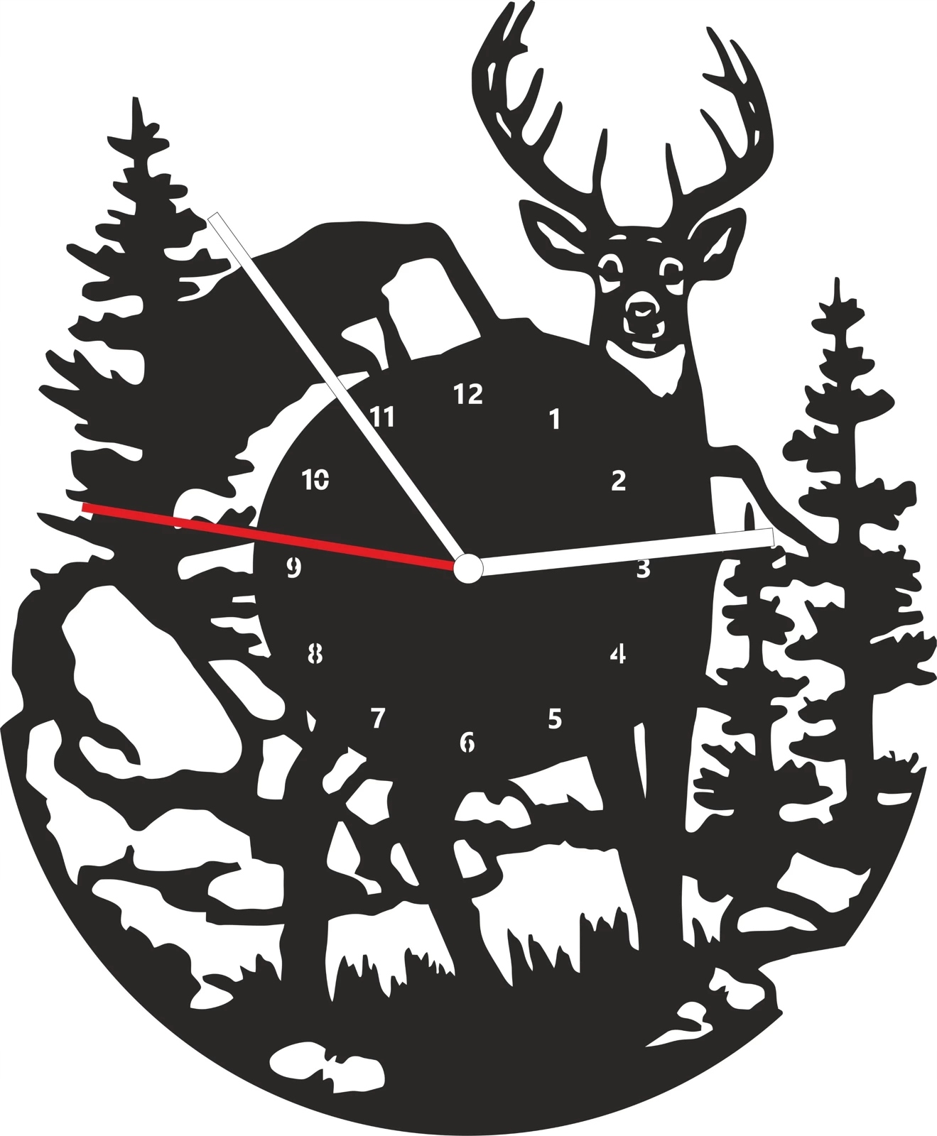 Veľké Kovové Hodiny 60 cm na stenu Čierny Les Jeleň Hory