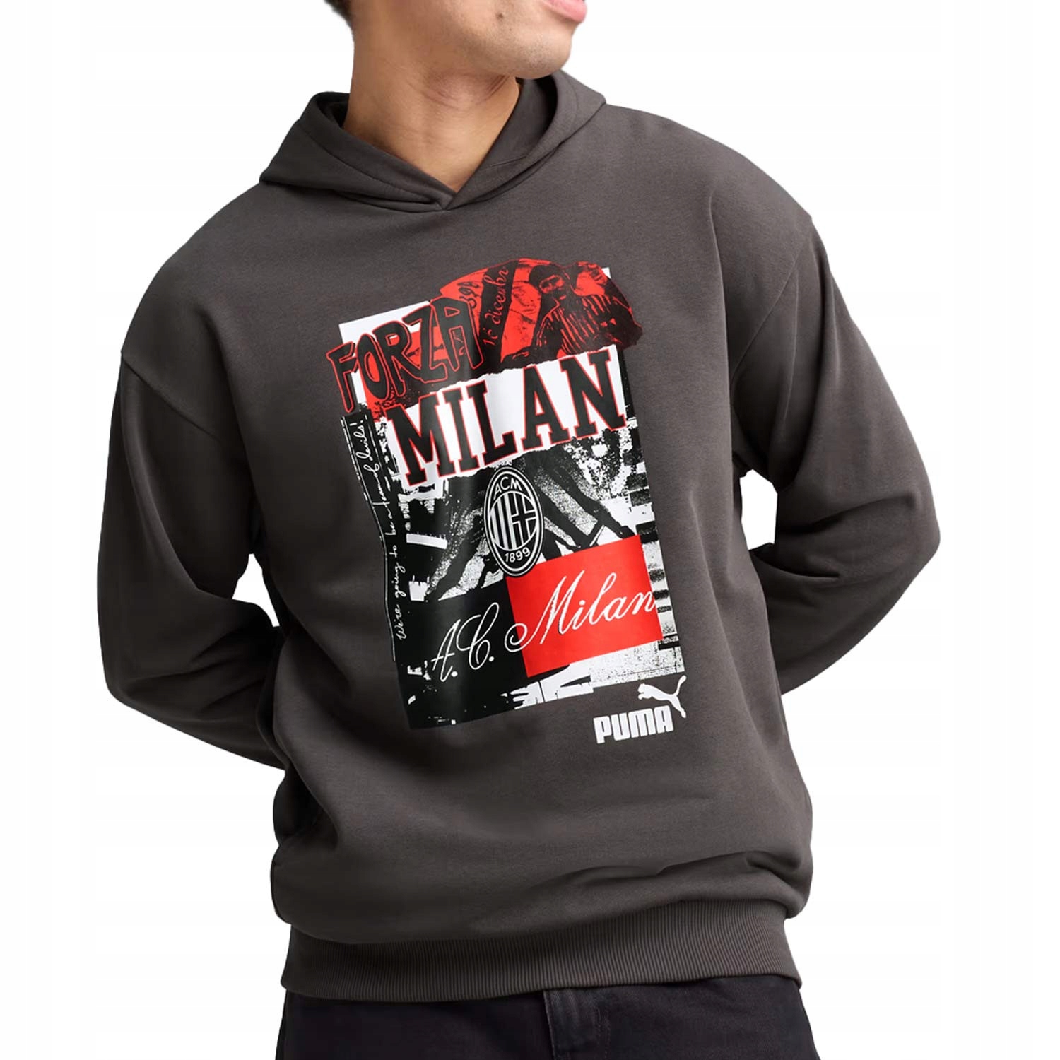 Mikina fanouška Ac Milán s kapucí Puma model 24/25 ftblNRGY+ velikost L