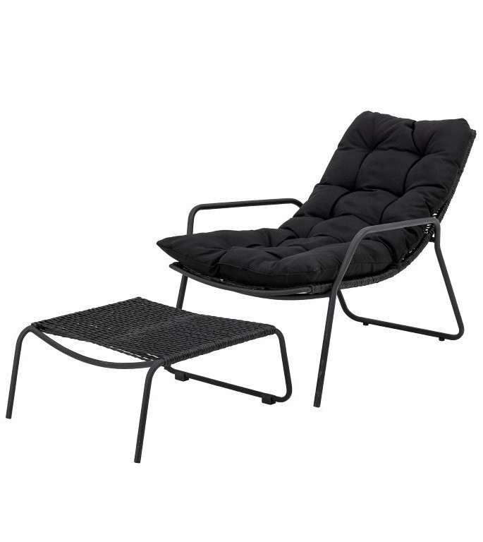 Terasová stolička Boel s podnožkou, čierna, Bloomingville