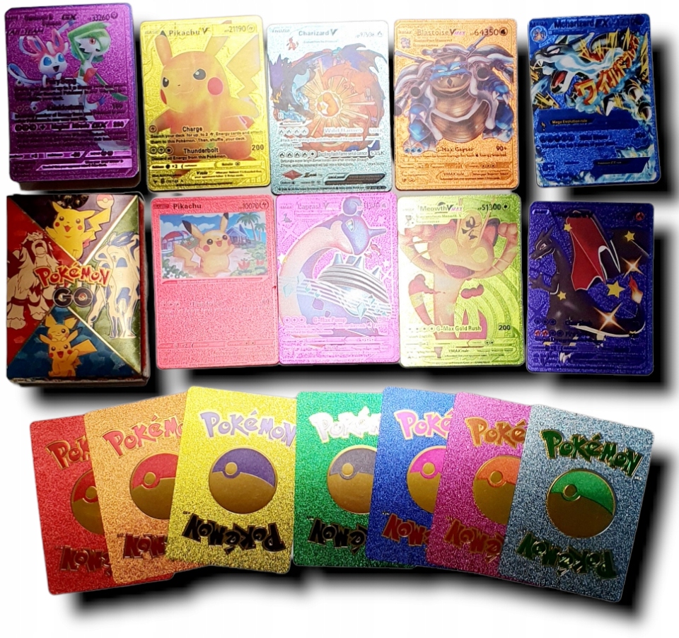 

Kolorowe Karty Pokemon 55 Kart kolekcjonerskie MIX