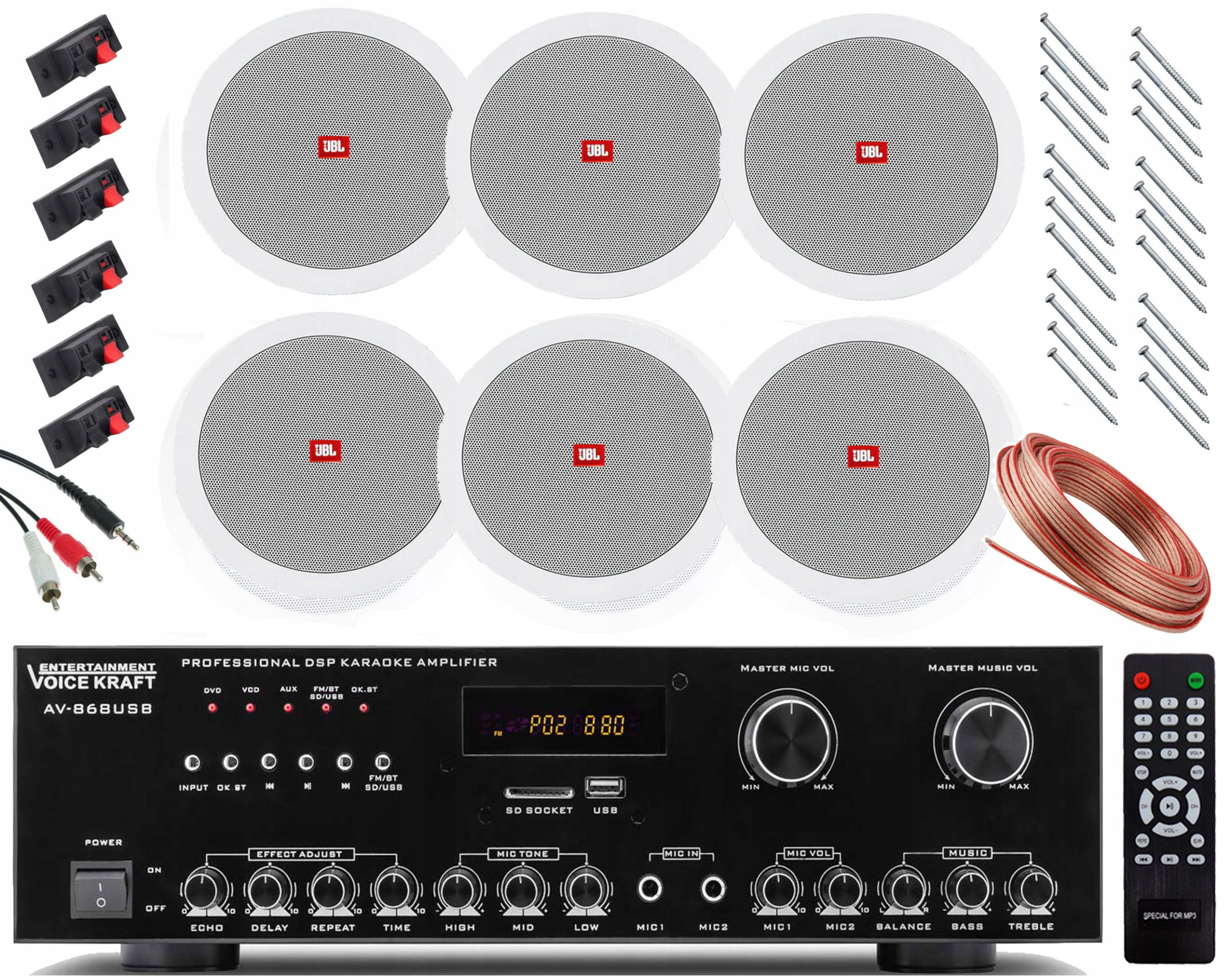 GŁOŚNIKI SUFITOWE JBL MOCNY AMPLITUNER BT RADIO