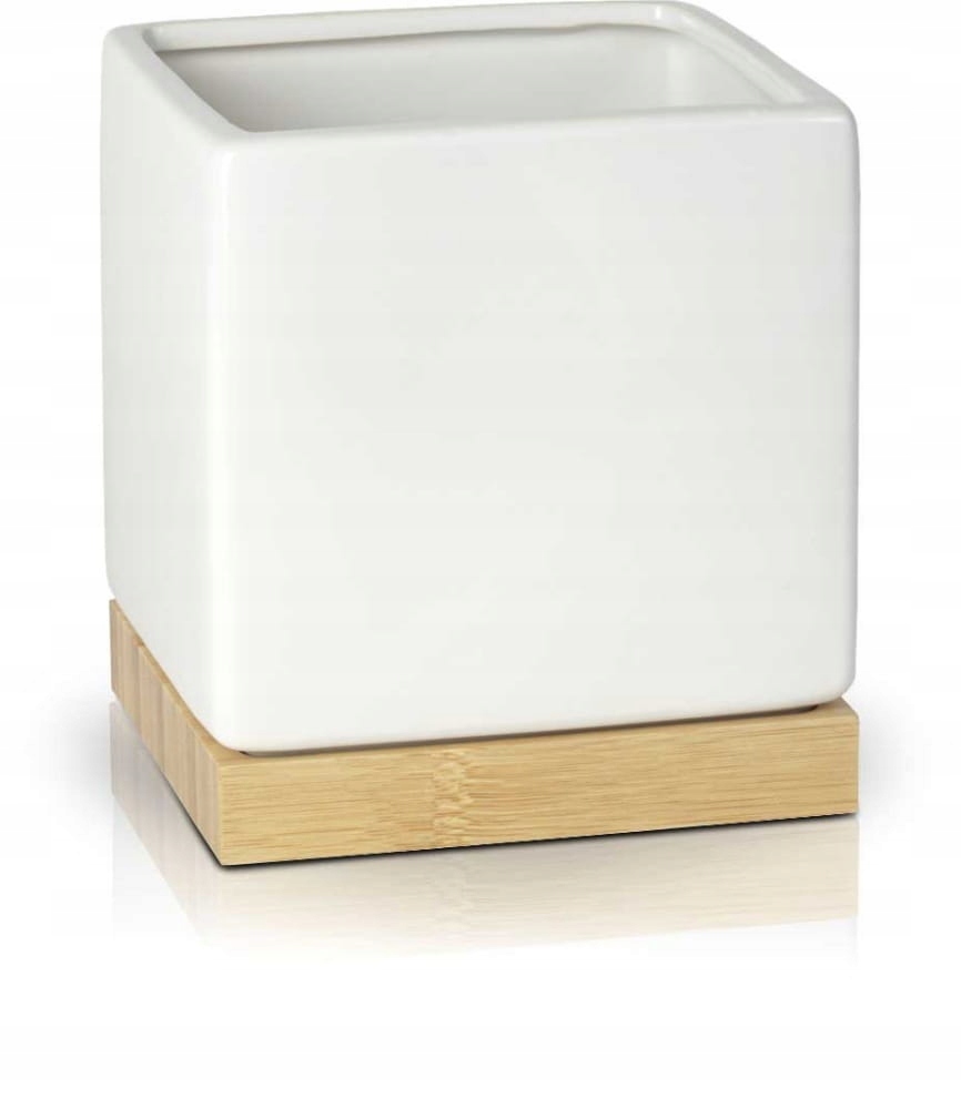 

Doniczka Osłonka kwadratowa Biała Drewno