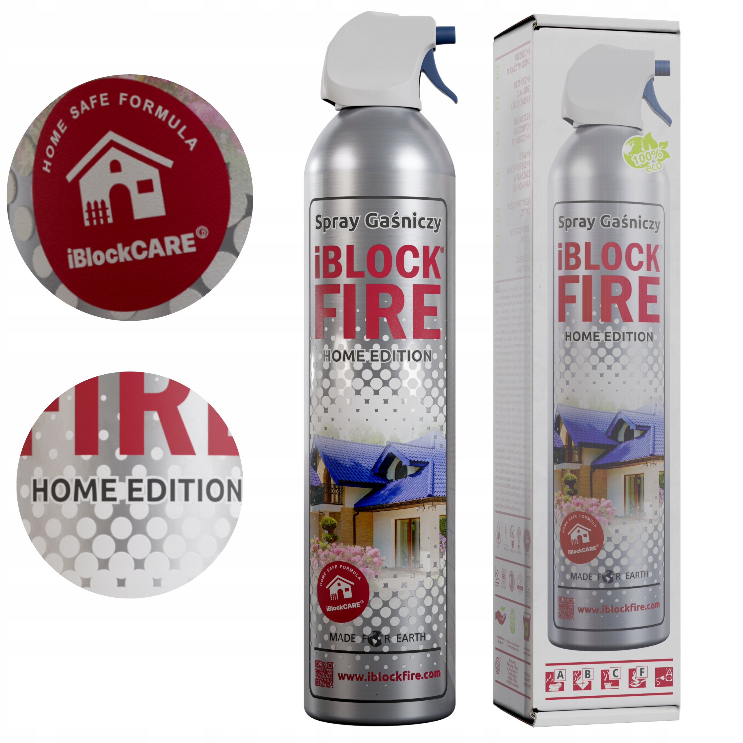 Gaśnica Domowa Abcf+e 100%BIO Spray Gaśniczy iBlockFIRE Home Edition 0,6L.