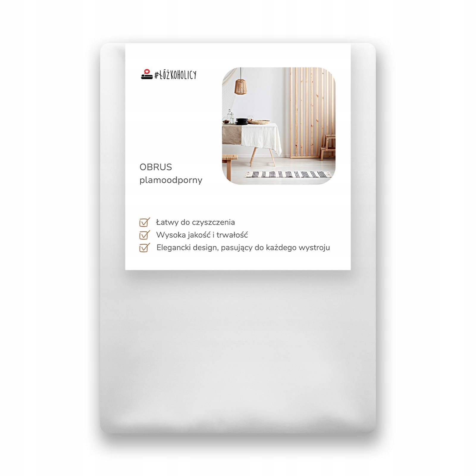 Obrus PLAMOODPRONY Biały Gruby GŁADKI Jednolity ELEGANT POLSKI 120x180 Typ obrus