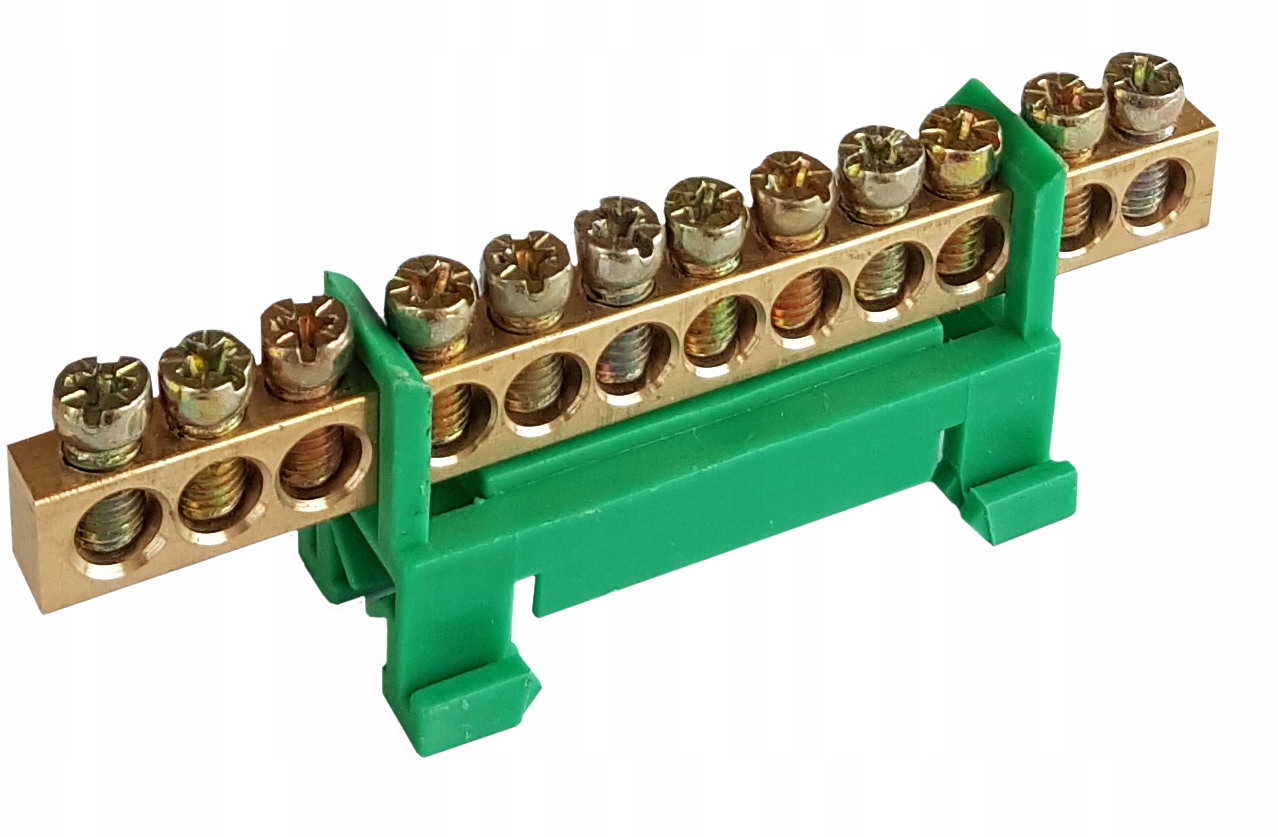 

Listwa zaciskowa na szynę mostek 15torowa zielona