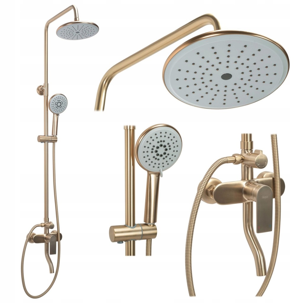 Sprchový set s batériou 150 mm Verso, brúsené zlato (REA-P9146) /s