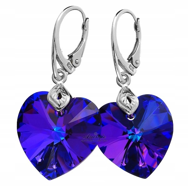 Krystaly Náušnice Helio Heart Stříbro