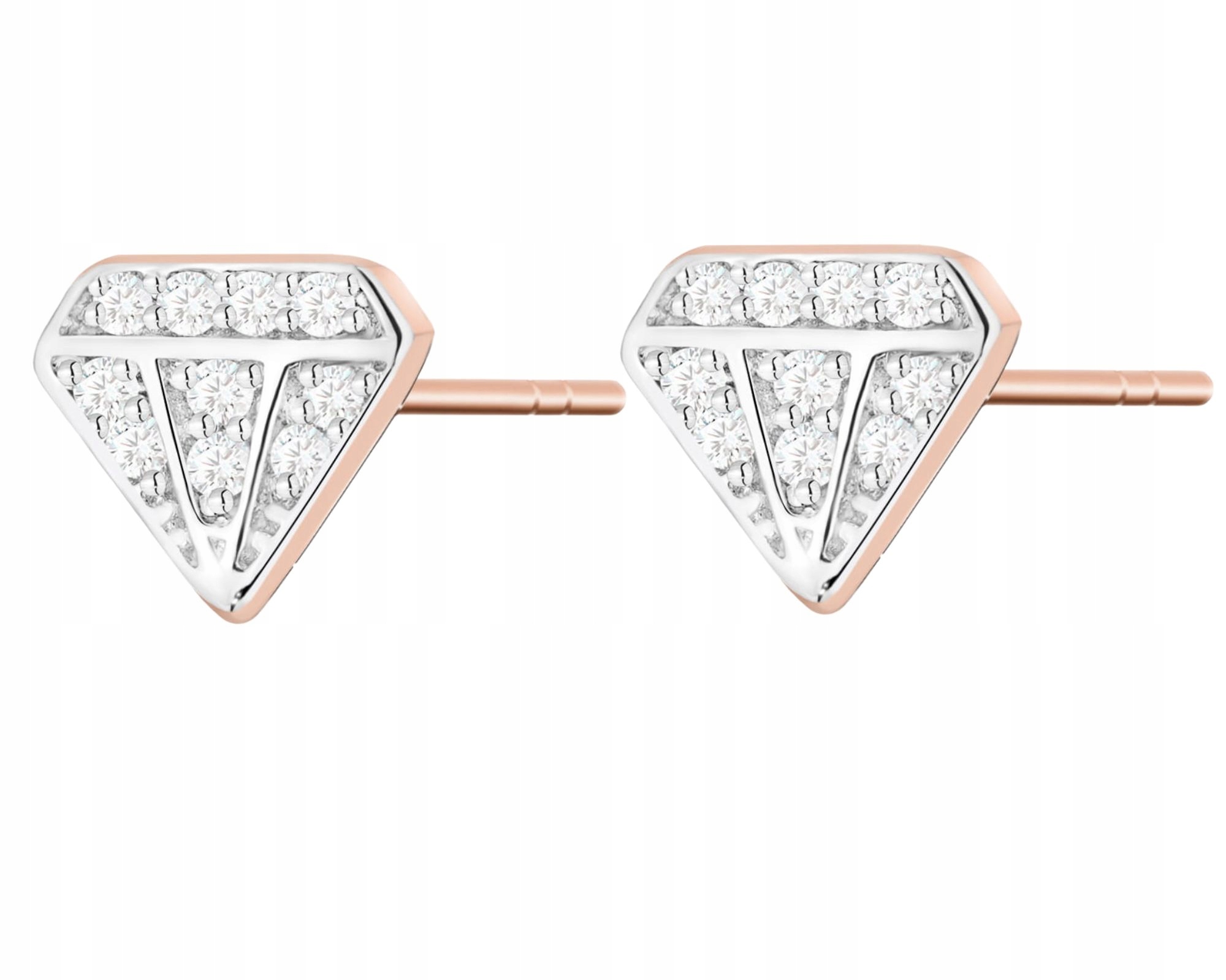 Růžové Zlato Náušnice Brilianty Diamanty 585 Tyčinky Šrouby