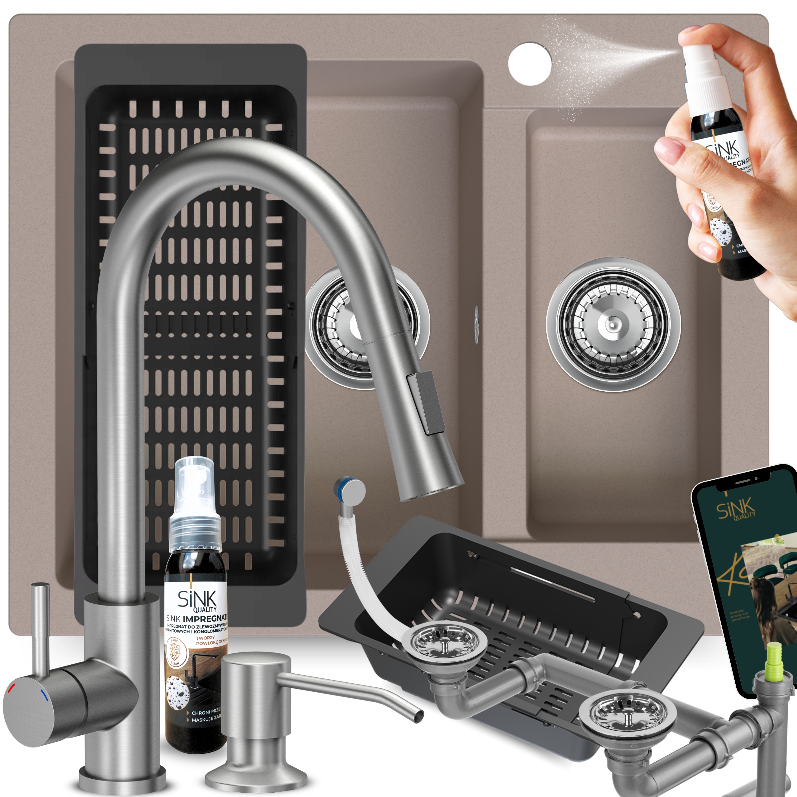 Dřez Žulový Drezek, Jednoapůlná Umývadlízek, Zařízení, Dávkovač Dávkovač