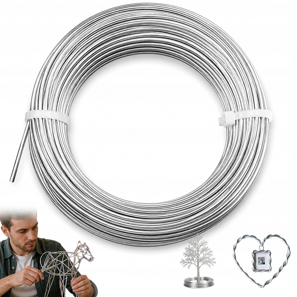Floristický Drát Hliníkový, Stříbrný, 3 MM – 30 M Pro Rukodělné Aktivity