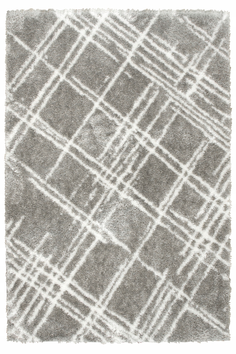 

160x220 cm Miękki Dywan Shaggy W Romby Szary Krem